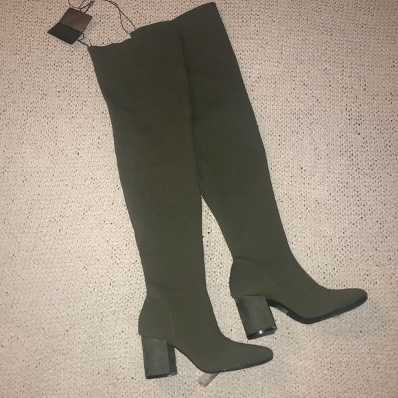 hunter green thigh high boots